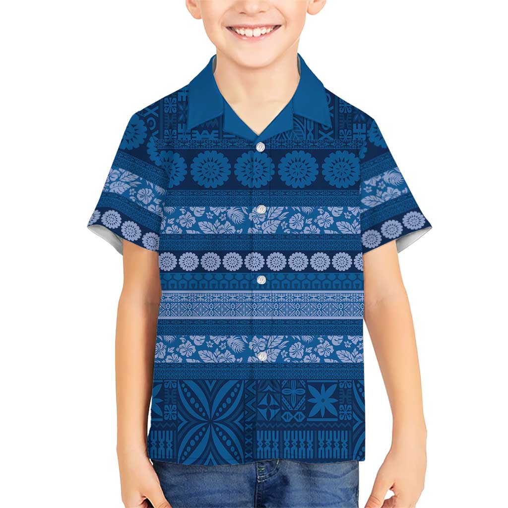 Fiji Marau na Kerisimasi Hawaiian Shirt Blue Tapa Masi Inspired Christmas - Polynesian Pride