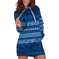 Fiji Marau na Kerisimasi Hoodie Dress Blue Tapa Masi Inspired Christmas LT9 Blue - Polynesian Pride