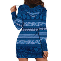 Fiji Marau na Kerisimasi Hoodie Dress Blue Tapa Masi Inspired Christmas LT9 - Polynesian Pride