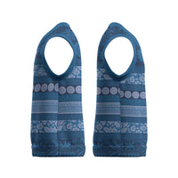 Fiji Marau na Kerisimasi Christmas Knitted V-Neck Vest Blue Tapa Masi Inspired Christmas LT9 - Polynesian Pride