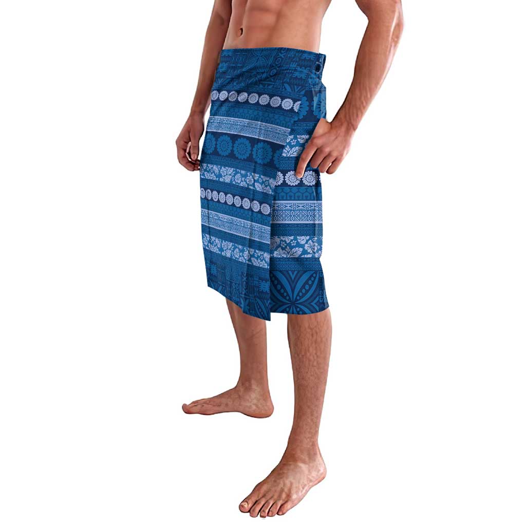 Fiji Marau na Kerisimasi Lavalava Blue Tapa Masi Inspired Christmas - Polynesian Pride
