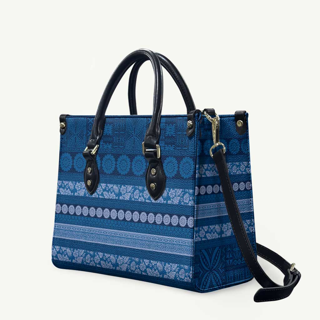 Fiji Marau na Kerisimasi Leather Bag Blue Tapa Masi Inspired Christmas - Polynesian Pride