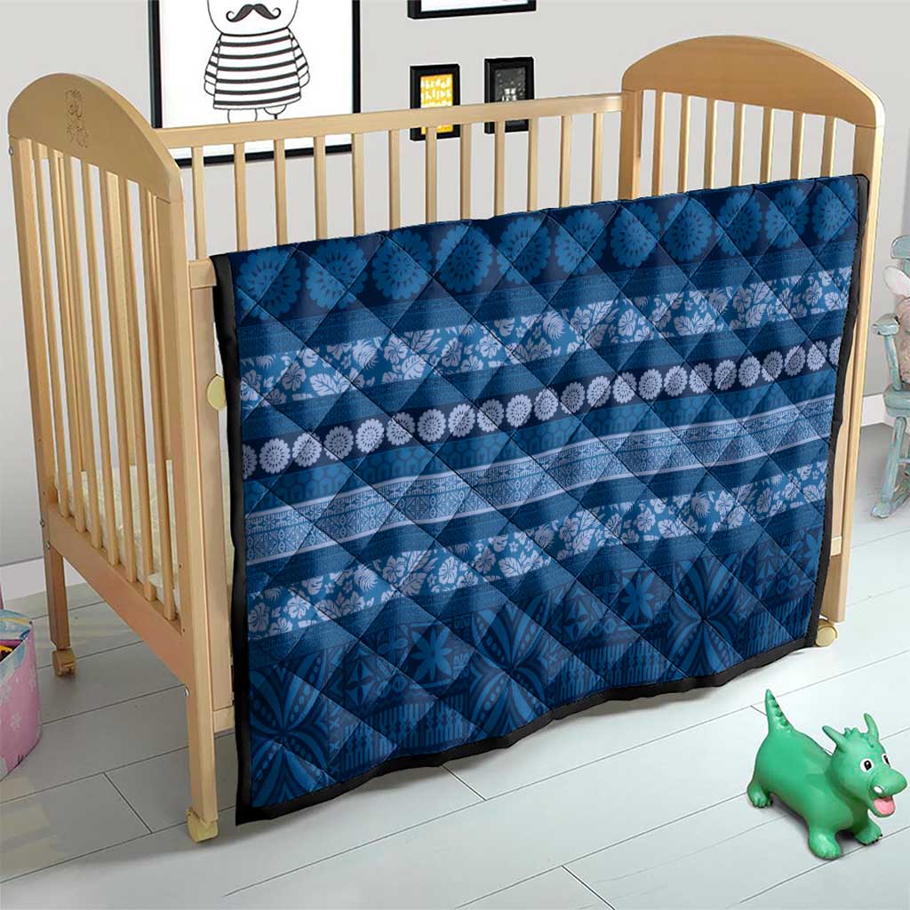 Fiji Marau na Kerisimasi Quilt Blue Tapa Masi Inspired Christmas - Polynesian Pride