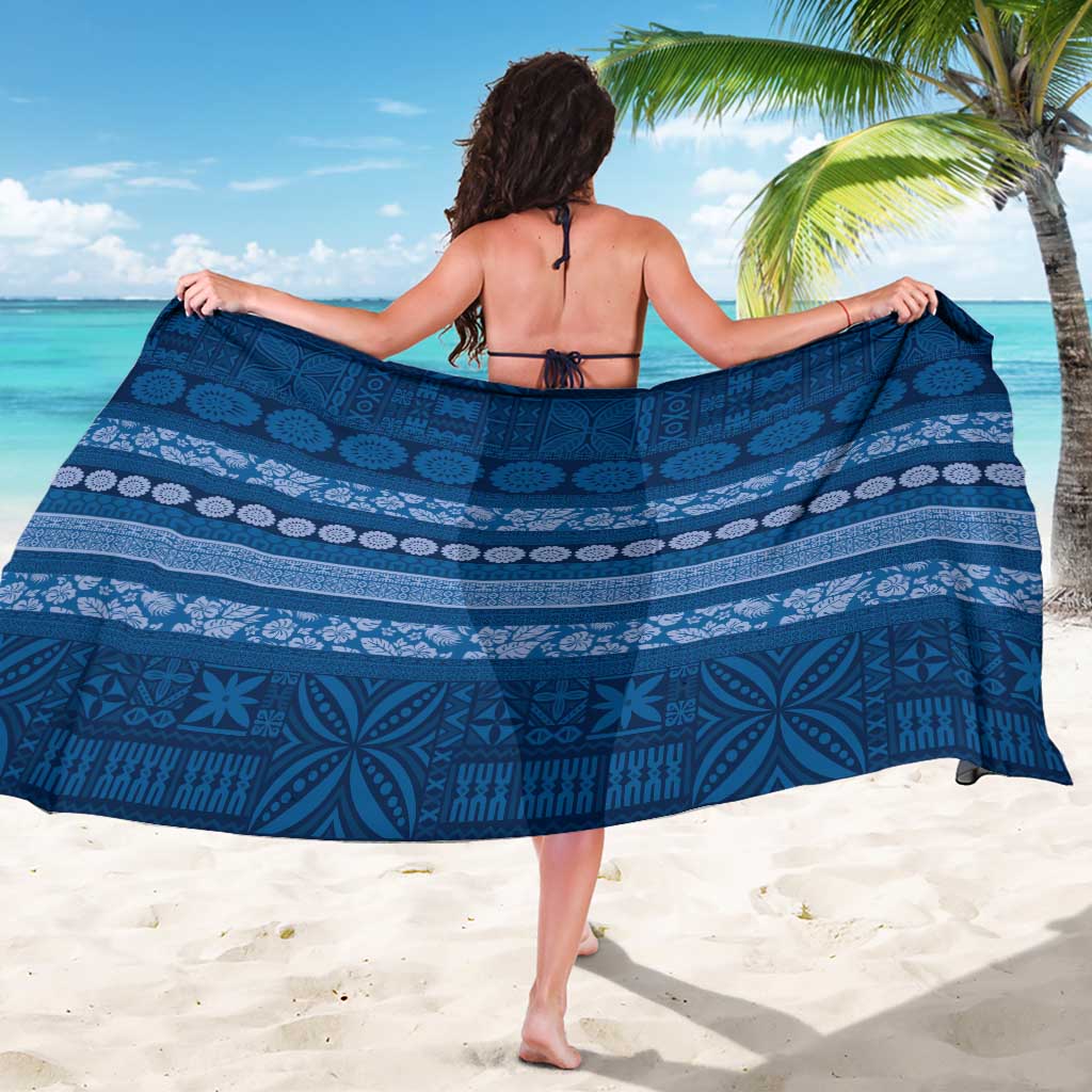 Fiji Marau na Kerisimasi Sarong Blue Tapa Masi Inspired Christmas LT9 - Polynesian Pride