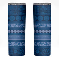 Fiji Marau na Kerisimasi Skinny Tumbler Blue Tapa Masi Inspired Christmas LT9 Blue - Polynesian Pride