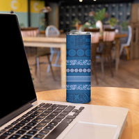 Fiji Marau na Kerisimasi Skinny Tumbler Blue Tapa Masi Inspired Christmas LT9 - Polynesian Pride