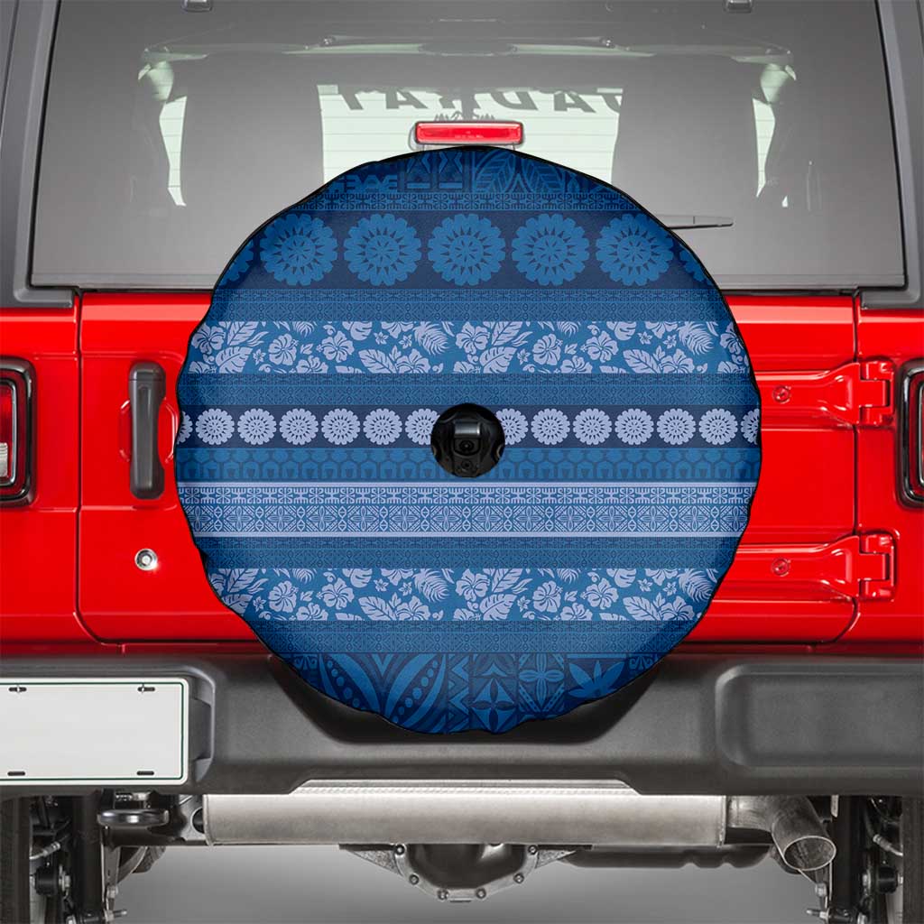 Fiji Marau na Kerisimasi Spare Tire Cover Blue Tapa Masi Inspired Christmas LT9 - Polynesian Pride