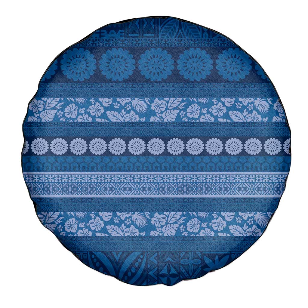 Fiji Marau na Kerisimasi Spare Tire Cover Blue Tapa Masi Inspired Christmas LT9 - Polynesian Pride
