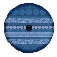 Fiji Marau na Kerisimasi Spare Tire Cover Blue Tapa Masi Inspired Christmas LT9 - Polynesian Pride