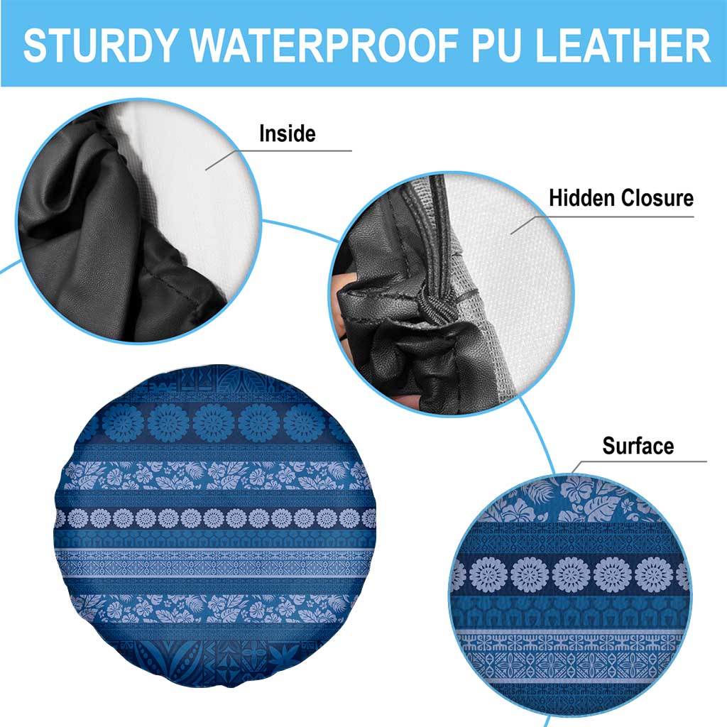 Fiji Marau na Kerisimasi Spare Tire Cover Blue Tapa Masi Inspired Christmas LT9 - Polynesian Pride
