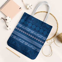 Fiji Marau na Kerisimasi Tote Bag Blue Tapa Masi Inspired Christmas LT9 White Strap One Size Blue - Polynesian Pride