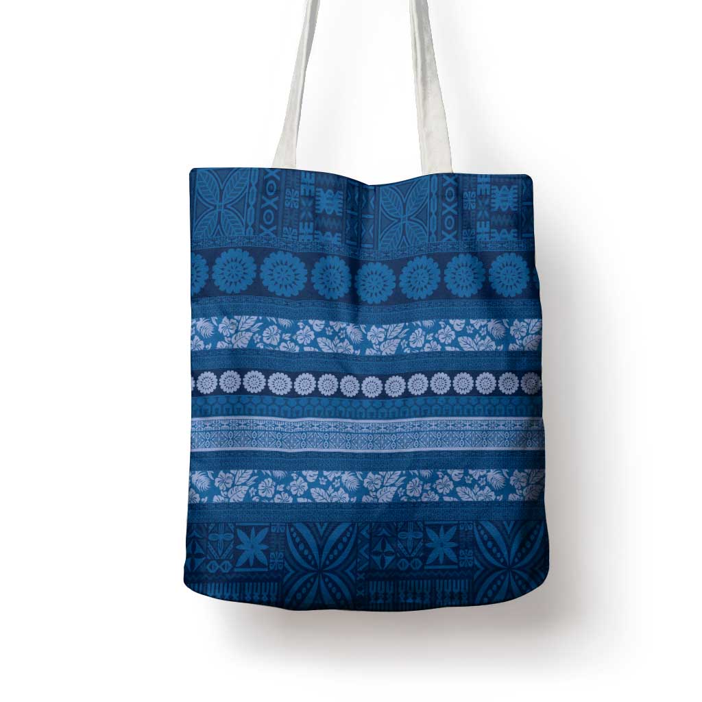 Fiji Marau na Kerisimasi Tote Bag Blue Tapa Masi Inspired Christmas LT9 - Polynesian Pride