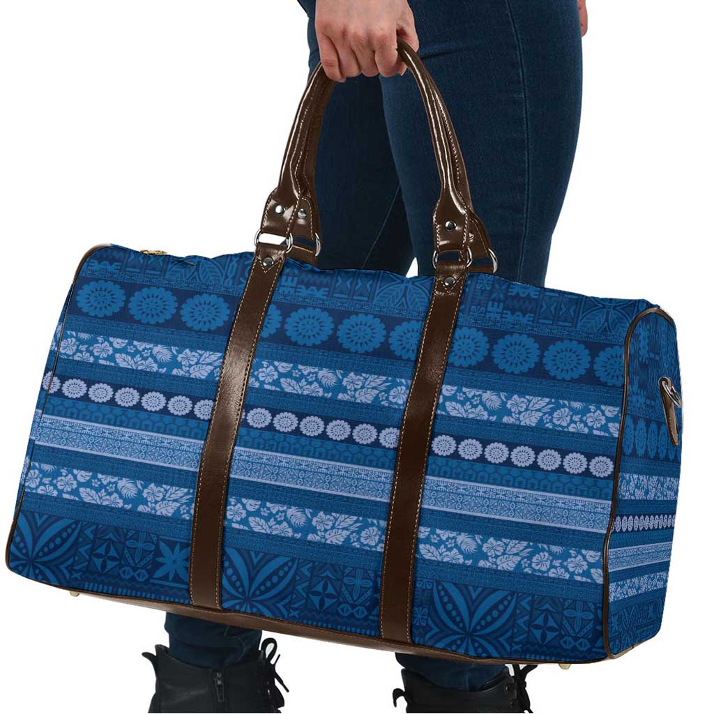 Fiji Marau na Kerisimasi Travel Bag Blue Tapa Masi Inspired Christmas LT9 - Polynesian Pride