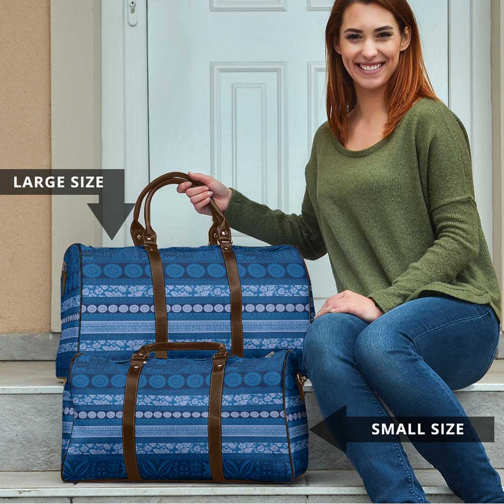 Fiji Marau na Kerisimasi Travel Bag Blue Tapa Masi Inspired Christmas LT9 - Polynesian Pride