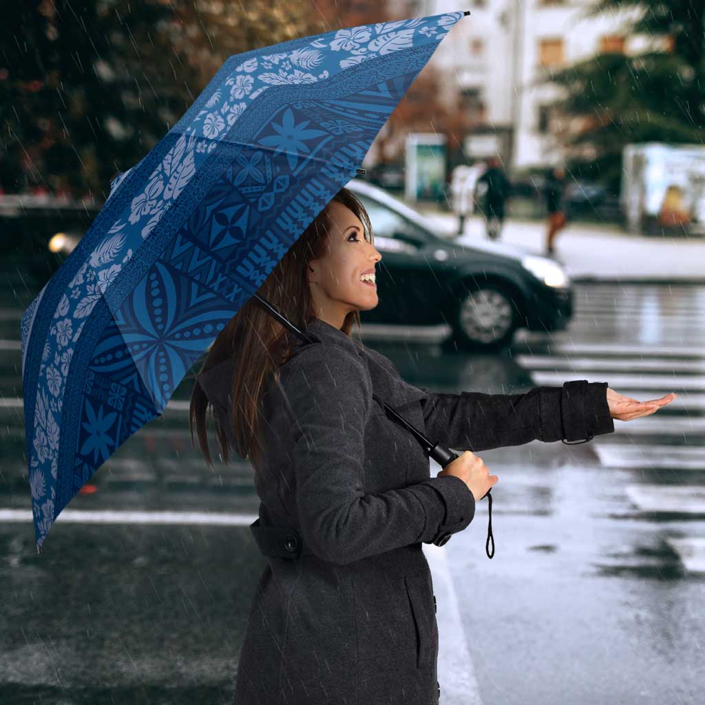 Fiji Marau na Kerisimasi Umbrella Blue Tapa Masi Inspired Christmas - Polynesian Pride