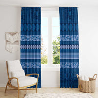 Fiji Marau na Kerisimasi Window Curtain Blue Tapa Masi Inspired Christmas - Polynesian Pride