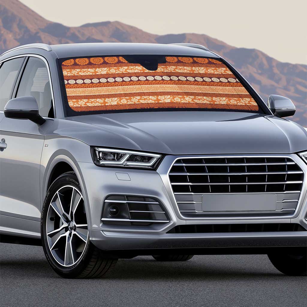 Fiji Marau na Kerisimasi Auto Sun Shade Gold Tapa Masi Inspired Christmas - Polynesian Pride