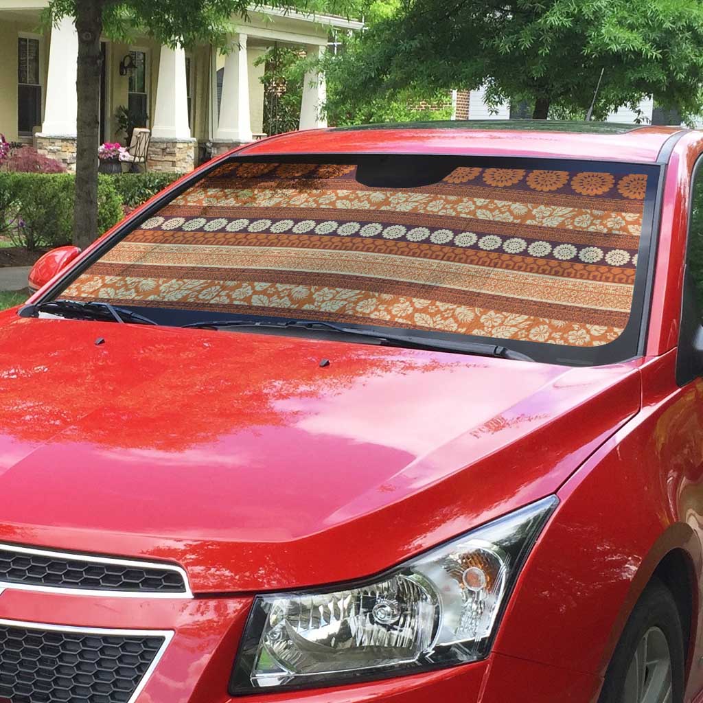 Fiji Marau na Kerisimasi Auto Sun Shade Gold Tapa Masi Inspired Christmas - Polynesian Pride