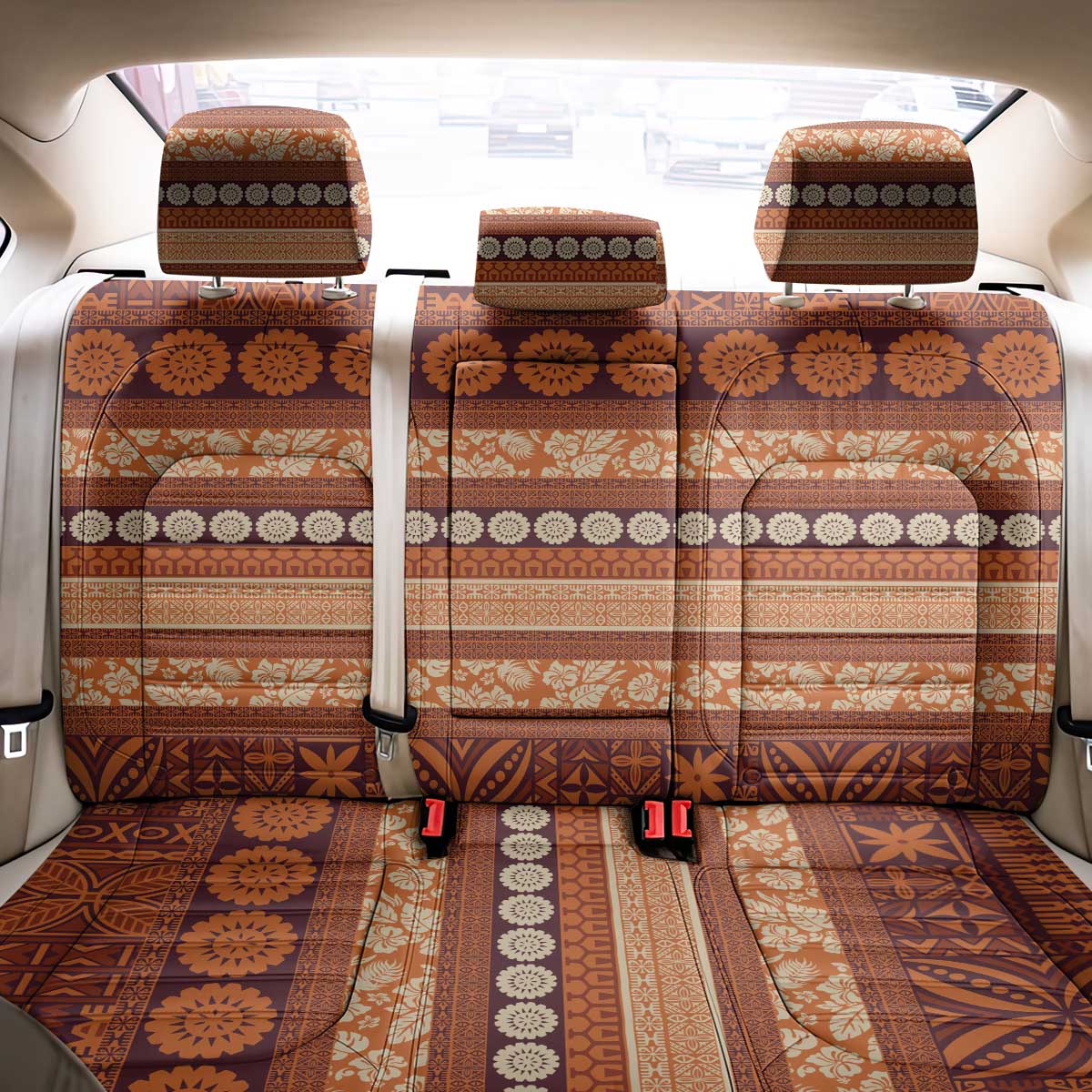 Fiji Marau na Kerisimasi Back Car Seat Cover Gold Tapa Masi Inspired Christmas LT9 - Polynesian Pride