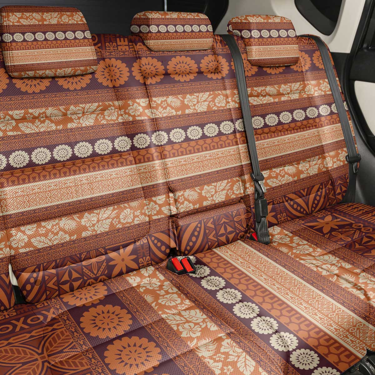 Fiji Marau na Kerisimasi Back Car Seat Cover Gold Tapa Masi Inspired Christmas LT9 - Polynesian Pride