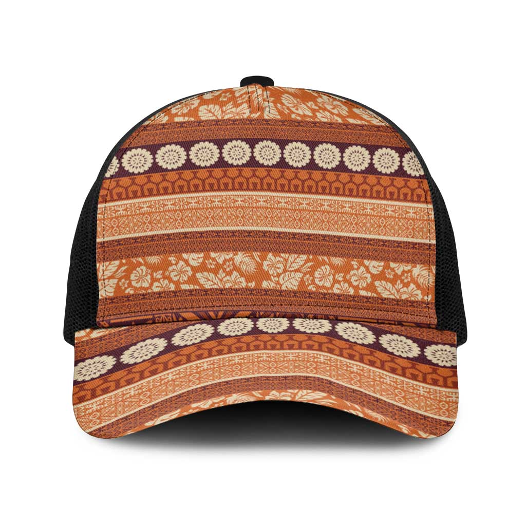 Fiji Marau na Kerisimasi Baseball Net Cap Gold Tapa Masi Inspired Christmas - Polynesian Pride