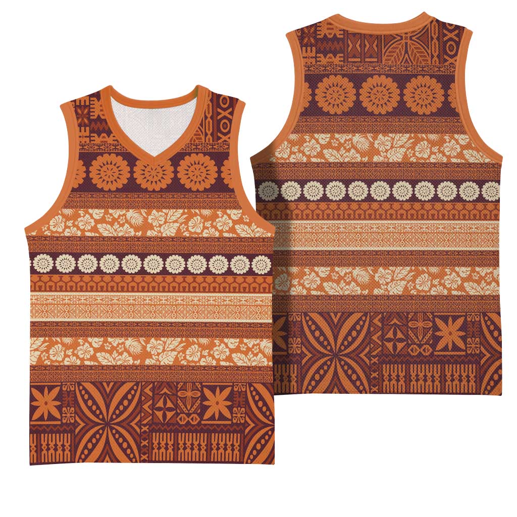 Fiji Marau na Kerisimasi Basketball Jersey Gold Tapa Masi Inspired Christmas LT9 - Polynesian Pride