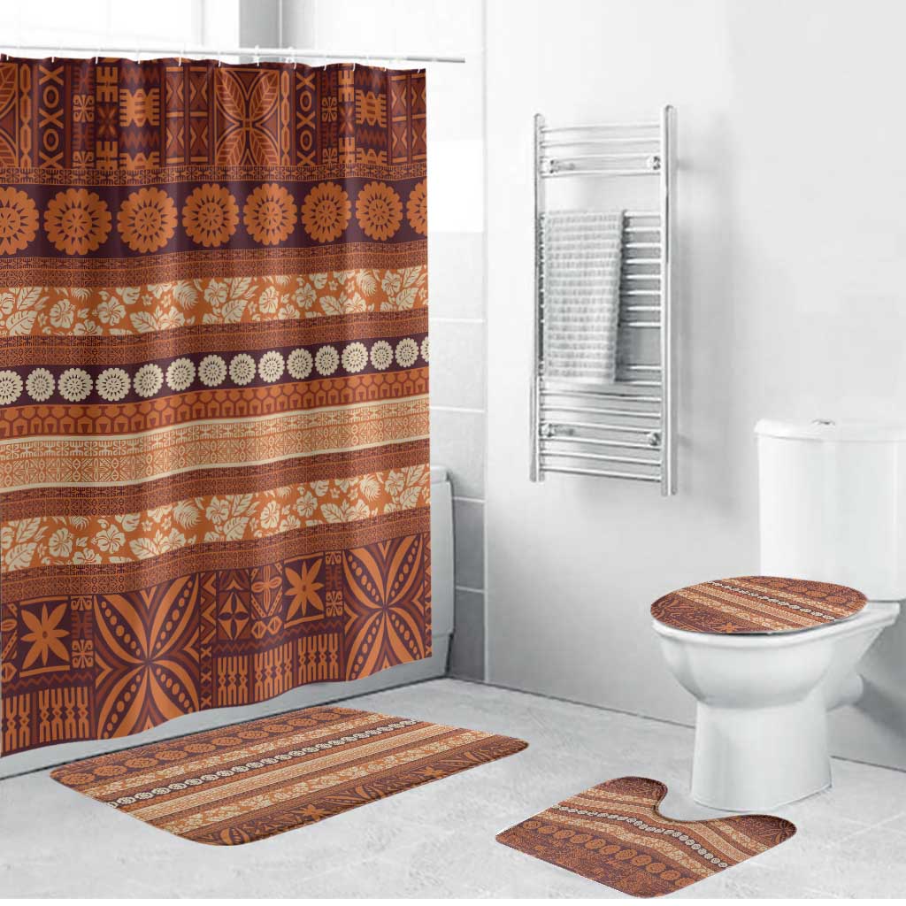 Fiji Marau na Kerisimasi Bathroom Set Gold Tapa Masi Inspired Christmas LT9 Bathroom Set (4 pcs) Gold - Polynesian Pride