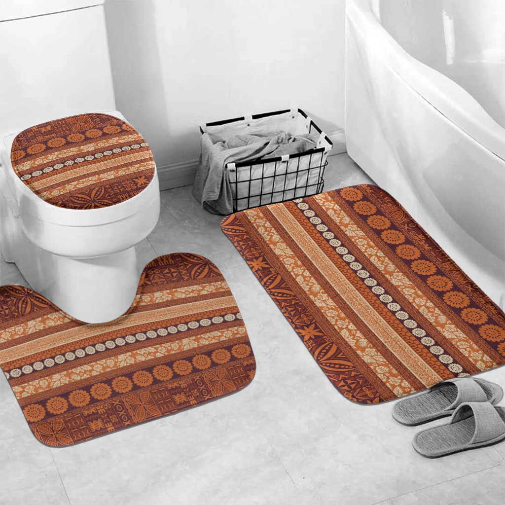 Fiji Marau na Kerisimasi Bathroom Set Gold Tapa Masi Inspired Christmas LT9 Mat Set Only (3 pcs) One Size Gold - Polynesian Pride