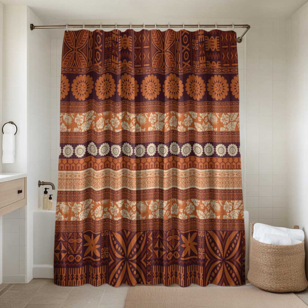Fiji Marau na Kerisimasi Bathroom Set Gold Tapa Masi Inspired Christmas LT9 Shower Curtain Only Gold - Polynesian Pride