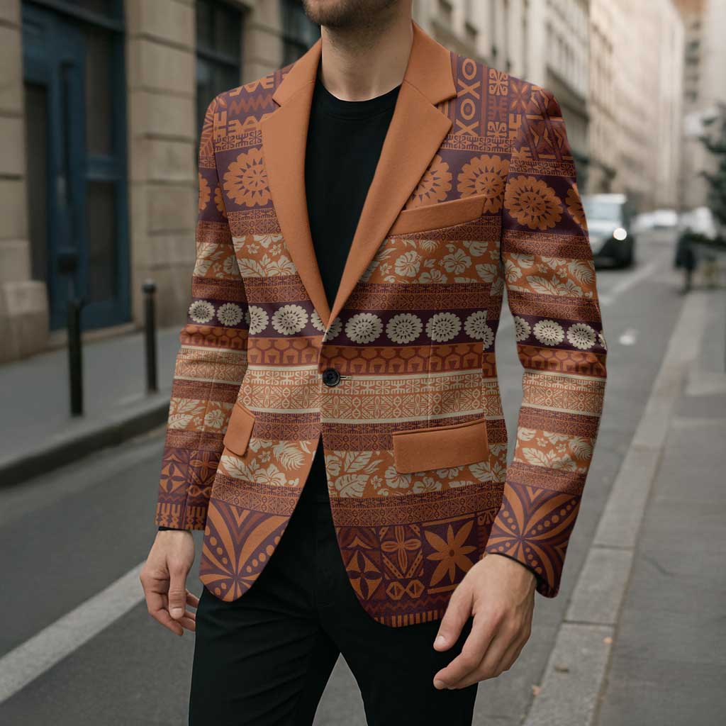 Fiji Marau na Kerisimasi Blazer Gold Tapa Masi Inspired Christmas - Polynesian Pride