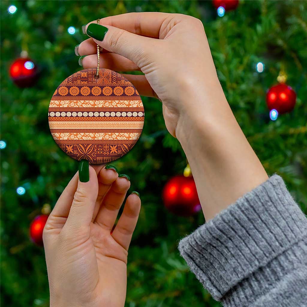 Fiji Marau na Kerisimasi Ceramic Ornament Gold Tapa Masi Inspired Christmas - Polynesian Pride