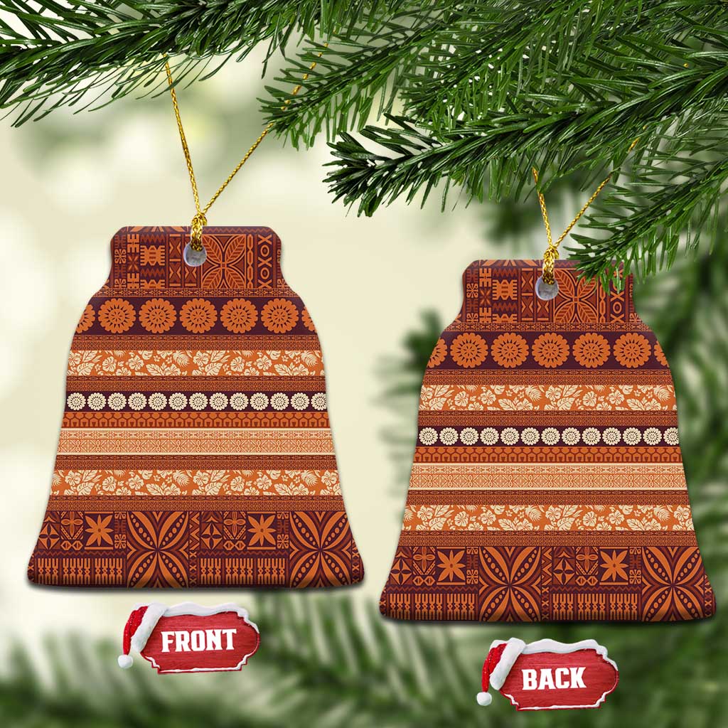 Fiji Marau na Kerisimasi Ceramic Ornament Gold Tapa Masi Inspired Christmas - Polynesian Pride