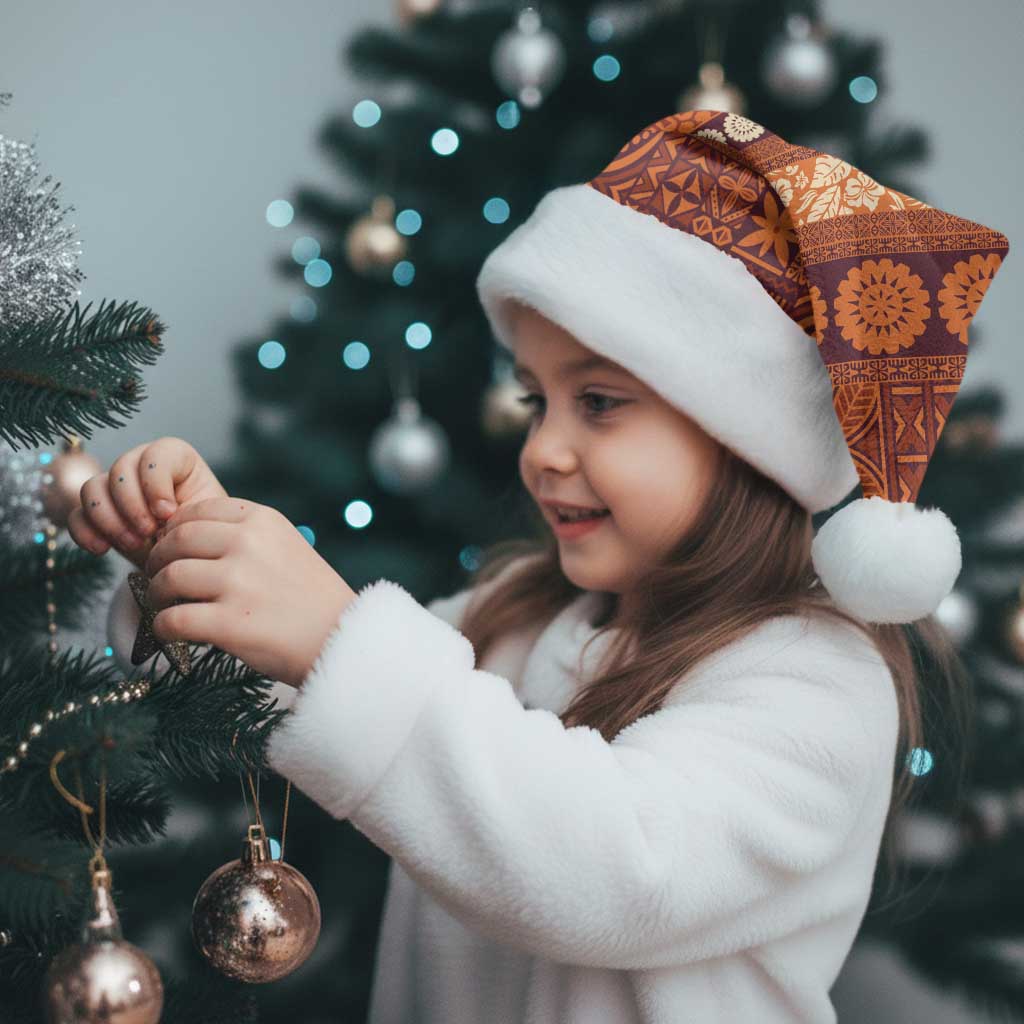 Fiji Marau na Kerisimasi Christmas Santa Hat Gold Tapa Masi Inspired Christmas LT9 - Polynesian Pride