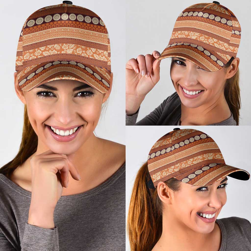 Fiji Marau na Kerisimasi Classic Cap Gold Tapa Masi Inspired Christmas - Polynesian Pride