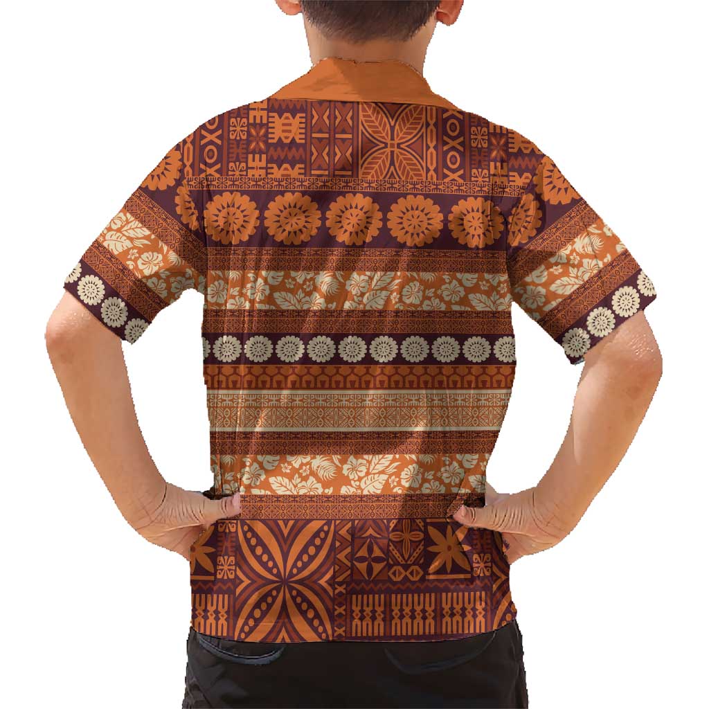 Fiji Marau na Kerisimasi Family Matching Off Shoulder Short Dress and Hawaiian Shirt Gold Tapa Masi Inspired Christmas LT9 - Polynesian Pride