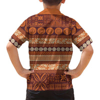 Fiji Marau na Kerisimasi Family Matching Short Sleeve Bodycon Dress and Hawaiian Shirt Gold Tapa Masi Inspired Christmas LT9 - Polynesian Pride
