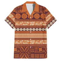 Fiji Marau na Kerisimasi Family Matching Short Sleeve Bodycon Dress and Hawaiian Shirt Gold Tapa Masi Inspired Christmas LT9 Dad's Shirt - Short Sleeve Gold - Polynesian Pride