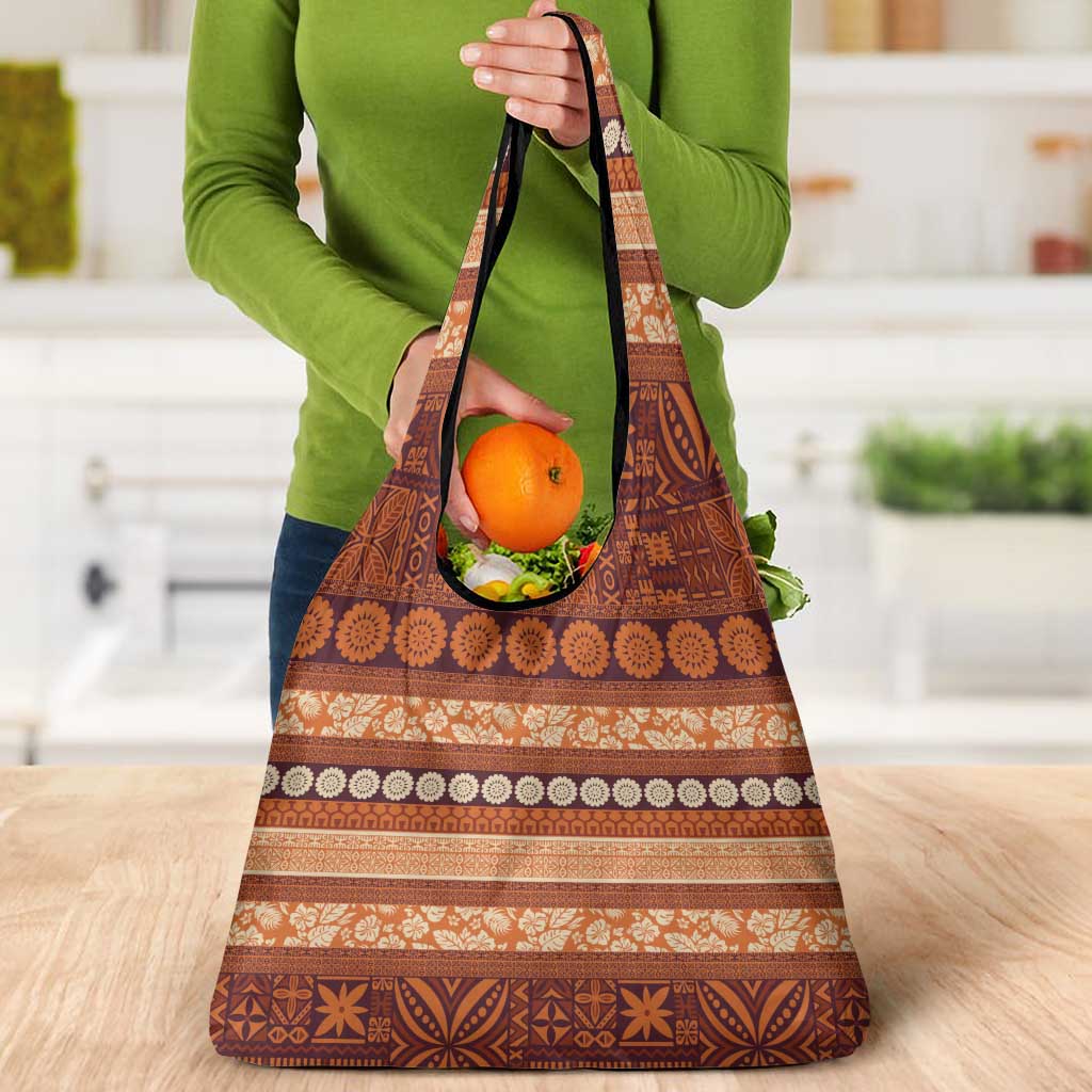 Fiji Marau na Kerisimasi Grocery Bag Gold Tapa Masi Inspired Christmas - Polynesian Pride