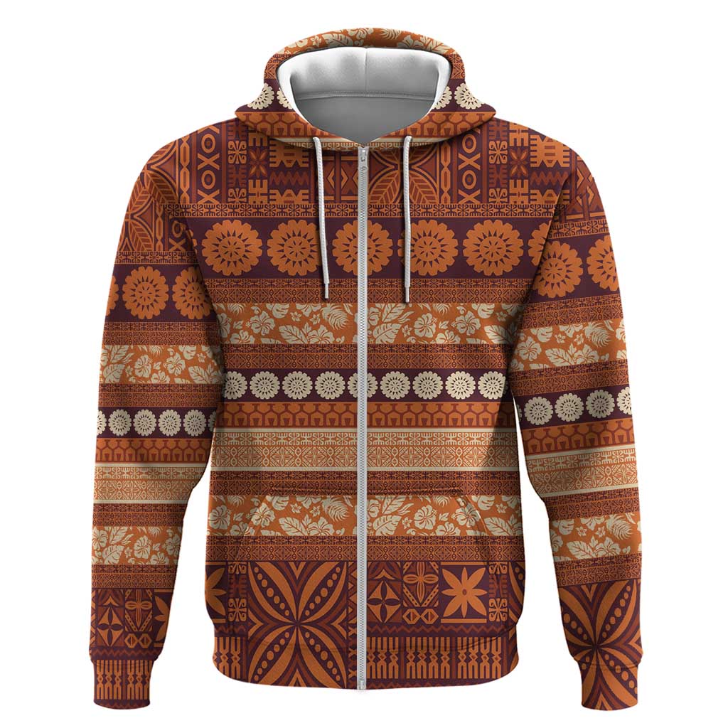 Fiji Marau na Kerisimasi Hoodie Gold Tapa Masi Inspired Christmas LT9 Zip Hoodie Gold - Polynesian Pride