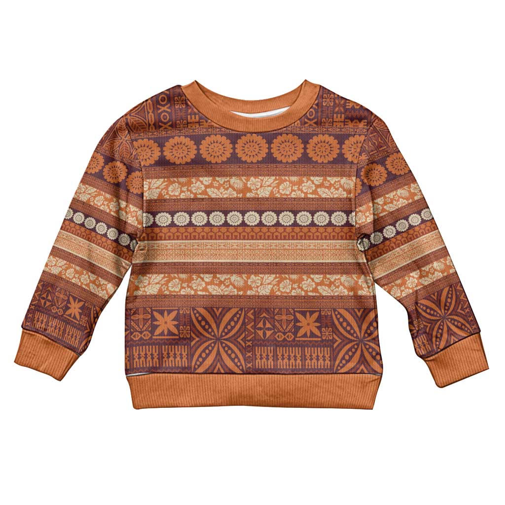 Fiji Marau na Kerisimasi Kid Ugly Christmas Sweater Gold Tapa Masi Inspired Christmas LT9 Kid Gold - Polynesian Pride