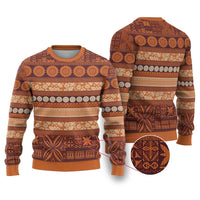 Fiji Marau na Kerisimasi Ugly Christmas Sweater Gold Tapa Masi Inspired Christmas LT9 Gold - Polynesian Pride