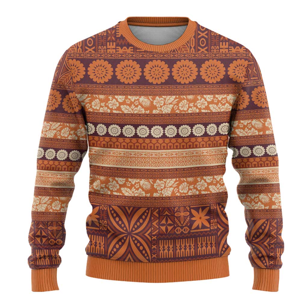 Fiji Marau na Kerisimasi Ugly Christmas Sweater Gold Tapa Masi Inspired Christmas LT9 - Polynesian Pride