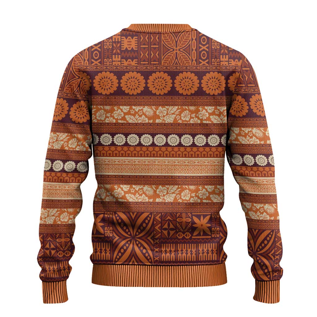 Fiji Marau na Kerisimasi Ugly Christmas Sweater Gold Tapa Masi Inspired Christmas LT9 - Polynesian Pride