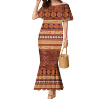 Fiji Marau na Kerisimasi Mermaid Dress Gold Tapa Masi Inspired Christmas LT9 Women Gold - Polynesian Pride