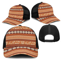 Fiji Marau na Kerisimasi Mesh Trucker Cap Gold Tapa Masi Inspired Christmas LT9 - Polynesian Pride