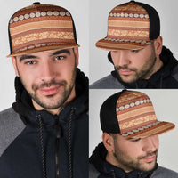 Fiji Marau na Kerisimasi Mesh Trucker Cap Gold Tapa Masi Inspired Christmas LT9 - Polynesian Pride