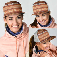 Fiji Marau na Kerisimasi Mesh Trucker Cap Gold Tapa Masi Inspired Christmas LT9 - Polynesian Pride
