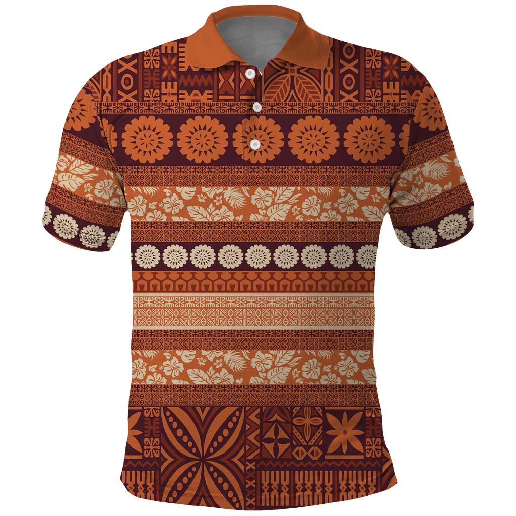 Fiji Marau na Kerisimasi Polo Shirt Gold Tapa Masi Inspired Christmas LT9 Gold - Polynesian Pride
