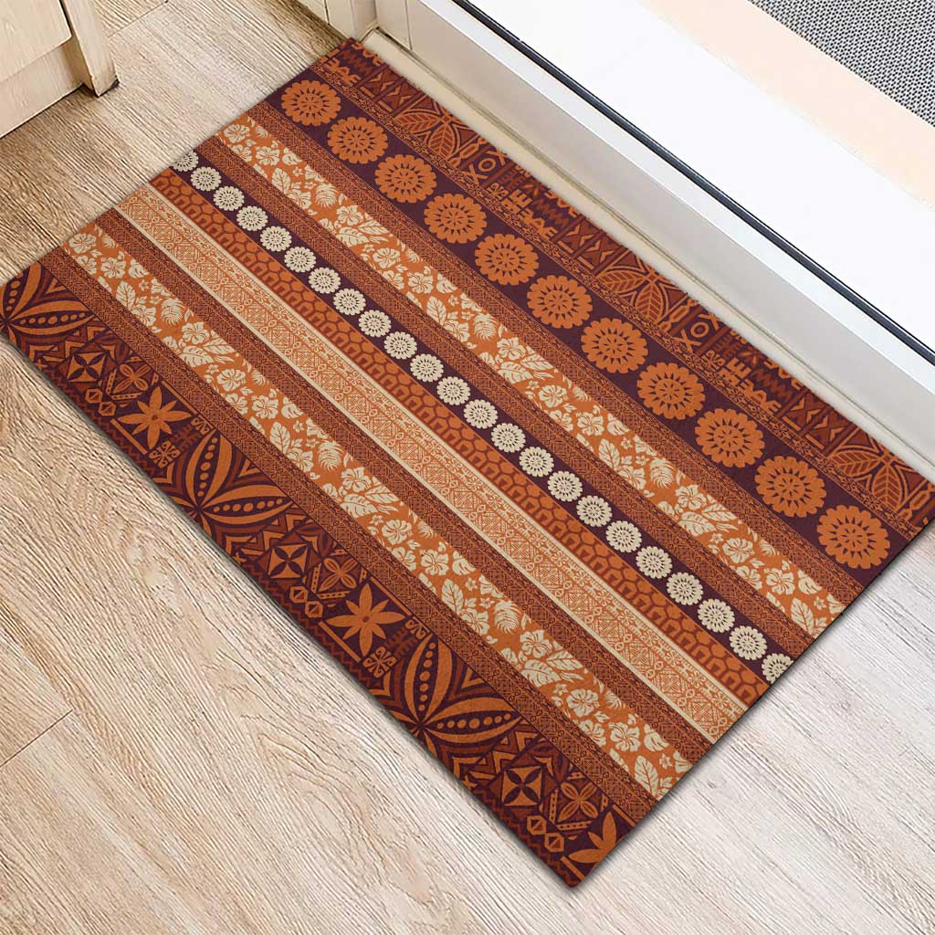 Fiji Marau na Kerisimasi Rubber Doormat Gold Tapa Masi Inspired Christmas - Polynesian Pride