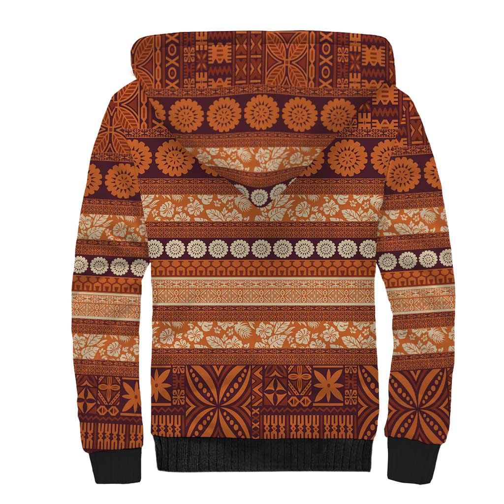 Fiji Marau na Kerisimasi Sherpa Hoodie Gold Tapa Masi Inspired Christmas LT9 - Polynesian Pride